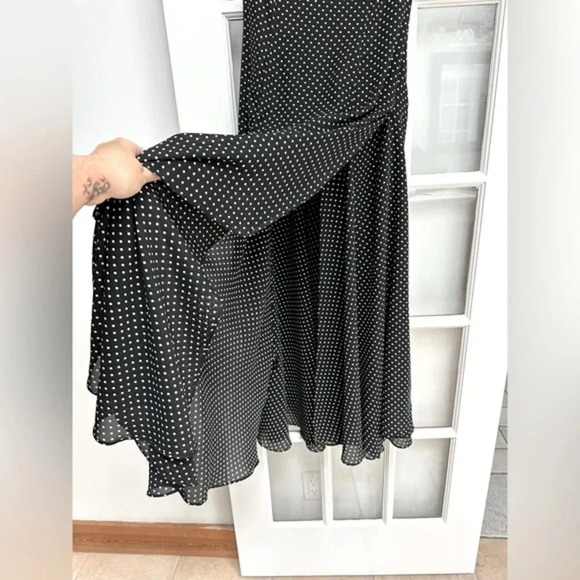 Vintage Cache Gold Label Rockabilly Pinup Ruffle Polka Dot Midi Dress Size 4 S - Picture 7 of 12